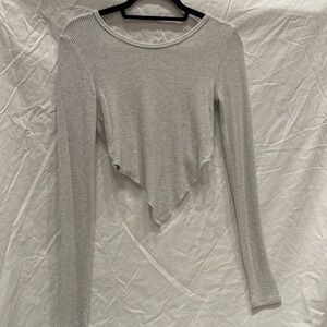 Spiritual Gangster Light Gray Ribbed Long Sleeve Top